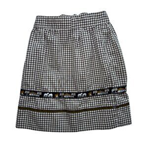 Brown & White Kids Gingham Apron with Horses & Barn Trim Handmade